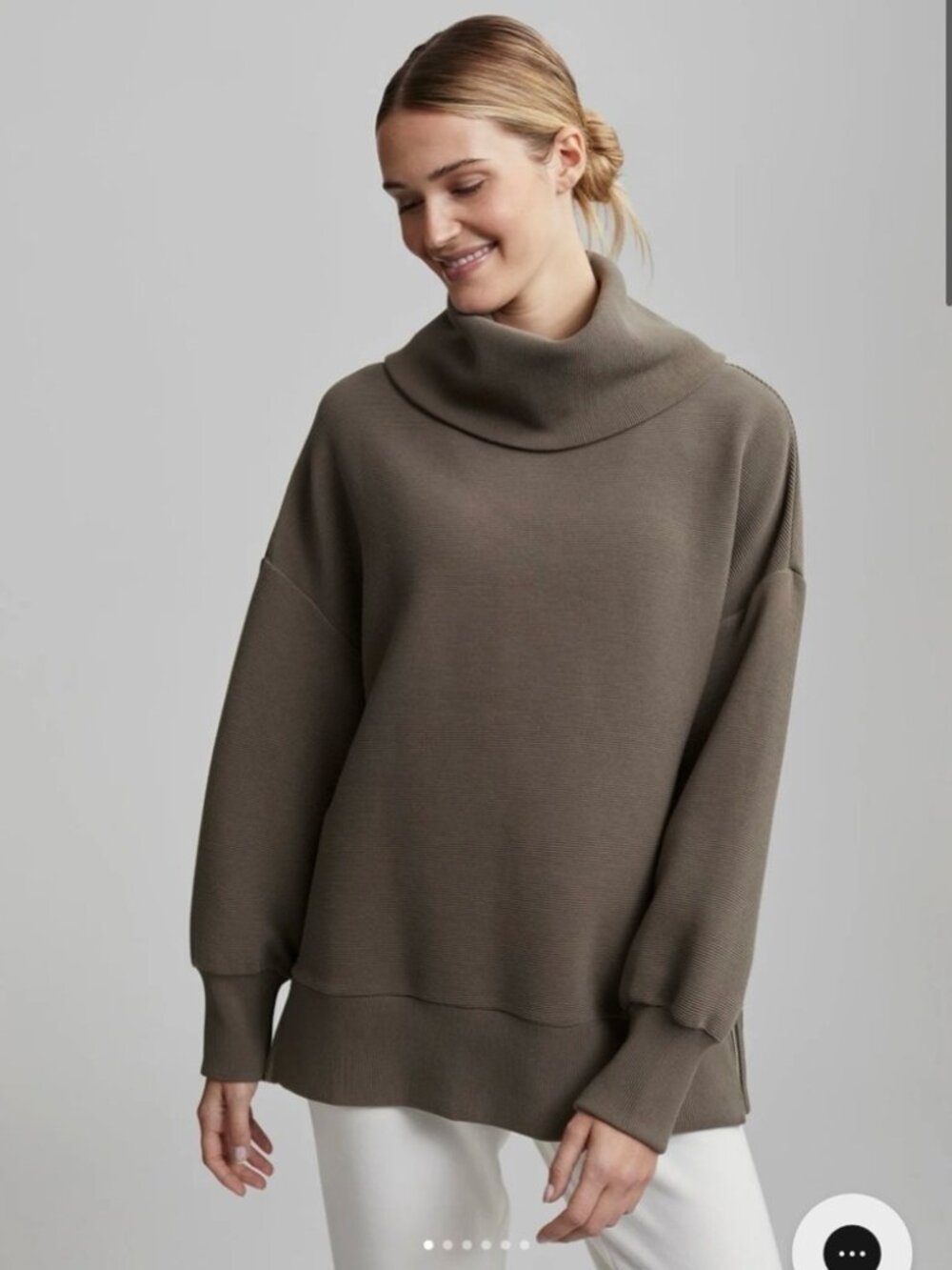 Varley Milton Ribbed Sweatshirt ~ Side Zips ~ Gray ~ XL